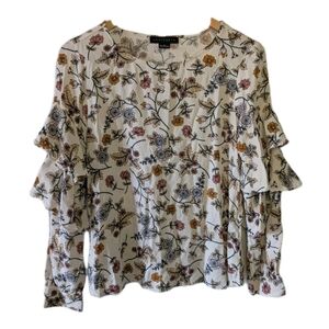 Sanctuary By Anthropologie Top Blouse Shirt Floral Ruffle Size Medium